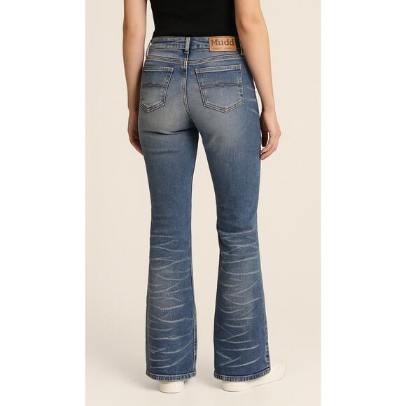 Vintage Y2K Mudd Jeans Women Size 9 Flare Leg Distressed Light Wash Denim 2000s - Picture 2 of 9